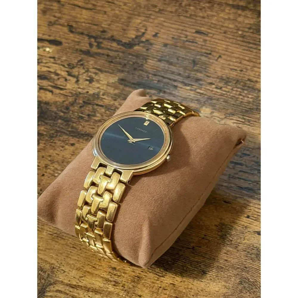 Seiko Lassale Gold Tone Quartz Watch Black Dial Date Integrated Bracelet
